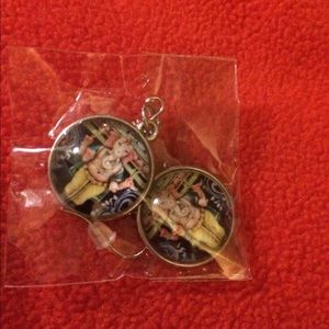 Pair of cabochon earrings- Tibetan silver